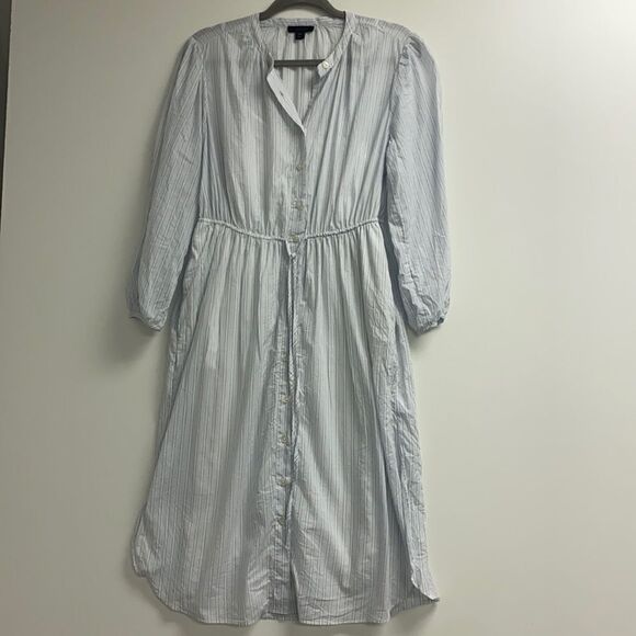 J. Crew Tie-waist cotton voile midi dress in deck stripe Item AY877* - Picture 1 of 5